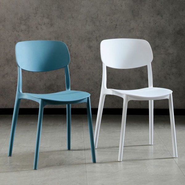 Contemporary Scandinavian Macaron Square Plastic Stackable Dining Chair Backrest For Dining Room - Image 15