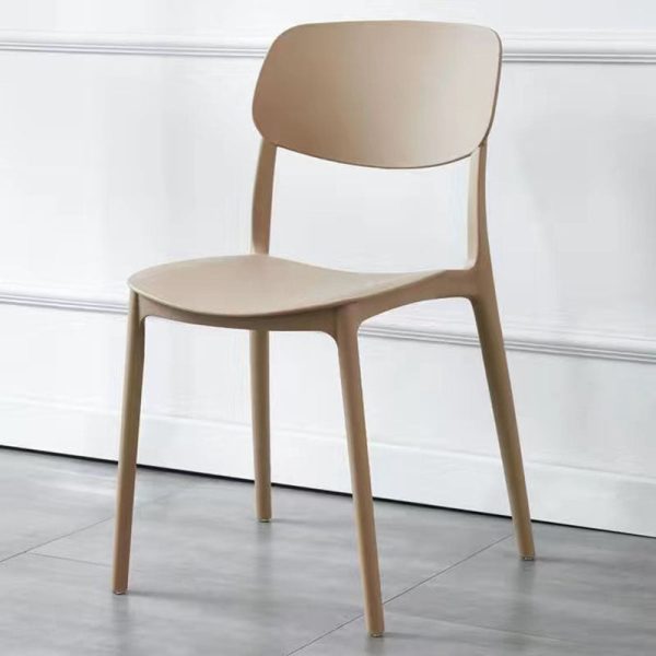Contemporary Scandinavian Macaron Square Plastic Stackable Dining Chair Backrest For Dining Room - Image 3