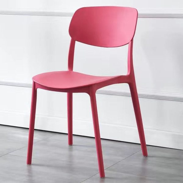 Contemporary Scandinavian Macaron Square Plastic Stackable Dining Chair Backrest For Dining Room - Image 7