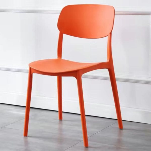 Contemporary Scandinavian Macaron Square Plastic Stackable Dining Chair Backrest For Dining Room - Image 11