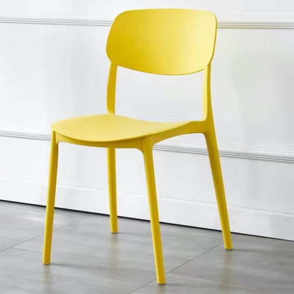 Contemporary Scandinavian Macaron Square Plastic Stackable Dining Chair Backrest For Dining Room - Image 12