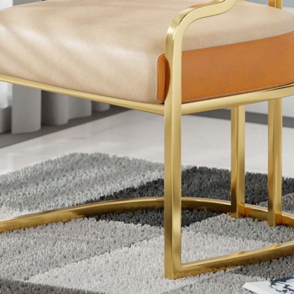 Contemporary Luxury Curved Microfiber Leather Upholstered Metal Frame Dining Chair Backrest For Dining Room - Image 6