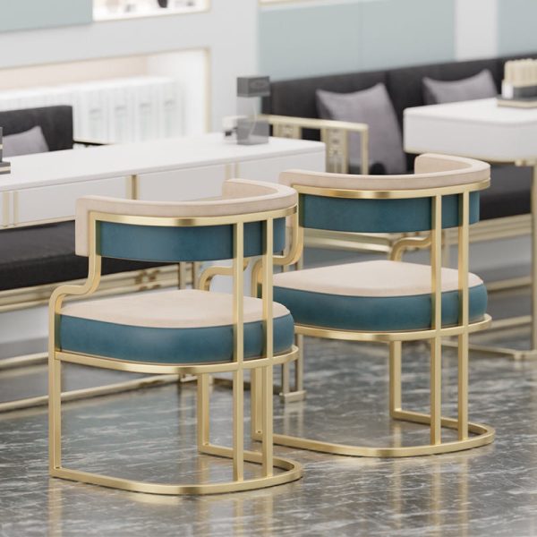 Contemporary Luxury Curved Microfiber Leather Upholstered Metal Frame Dining Chair Backrest For Dining Room - Image 20
