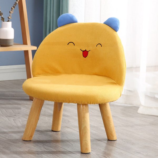 Contemporary Creative Smiley Face Cotton Linen Childlike Low Stool Backrest For Living Room - Image 2