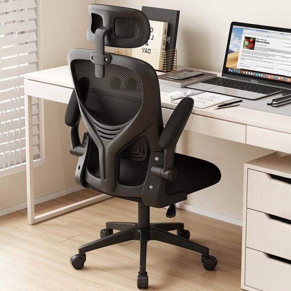 Modern Simplicity Ergonomic Adjustable Desk Chair Headrest Flip-Up Armrest For Home Office - Image 11