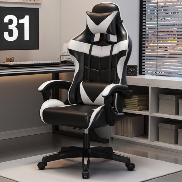 Modern Simplicity Leather Adjustable Swivel Gaming Chair High Back Armrest For Home Office - Image 3