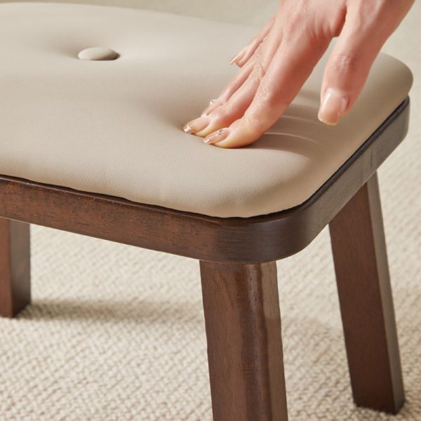 Traditional Vintage Leather Upholstered Wooden Frame Rectangle Low Stool For Living Room - Image 6