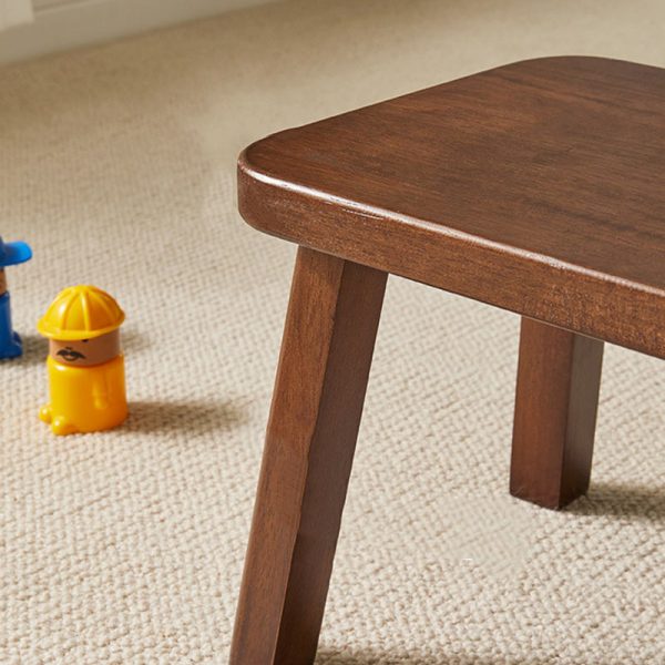 Traditional Vintage Leather Upholstered Wooden Frame Rectangle Low Stool For Living Room - Image 7