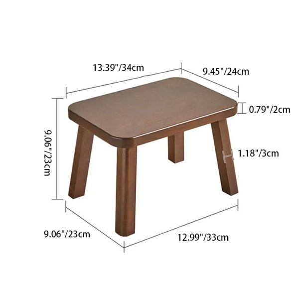 Traditional Vintage Leather Upholstered Wooden Frame Rectangle Low Stool For Living Room - Image 4