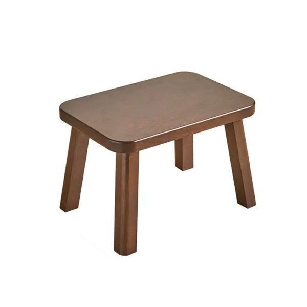 Traditional Vintage Leather Upholstered Wooden Frame Rectangle Low Stool For Living Room - Image 24