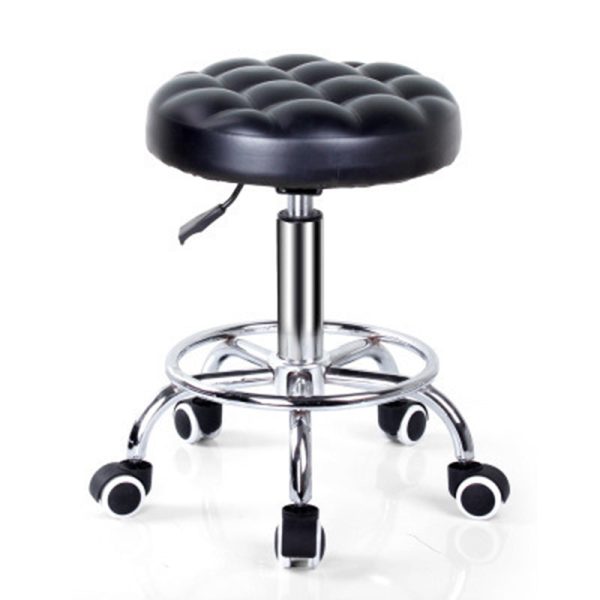 Contemporary Simplicity Round Leather Height Adjustable Swivel Bar Stool Footrest For Dining Room - Image 2