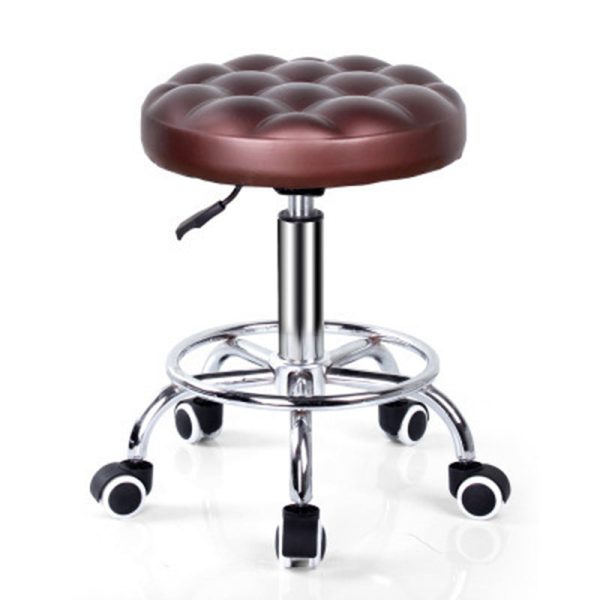 Contemporary Simplicity Round Leather Height Adjustable Swivel Bar Stool Footrest For Dining Room - Image 10