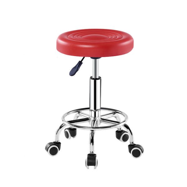 Contemporary Simplicity Round Leather Height Adjustable Swivel Bar Stool Footrest For Dining Room - Image 3