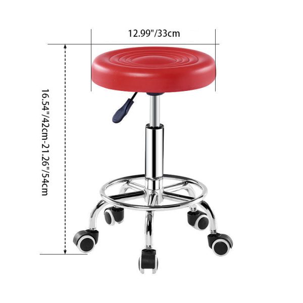 Contemporary Simplicity Round Leather Height Adjustable Swivel Bar Stool Footrest For Dining Room - Image 4