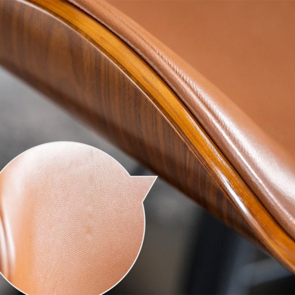 Modern Simplicity Curved Leather Wood Height Adjustable Bar Stool Backrest Footrest For Dining Room - Image 7