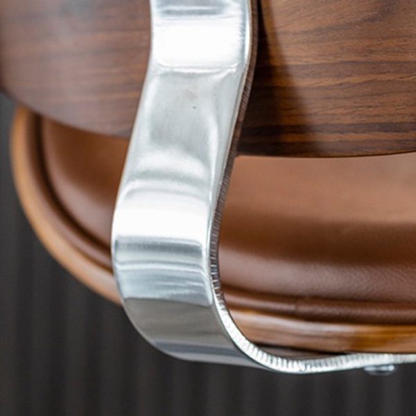 Modern Simplicity Curved Leather Wood Height Adjustable Bar Stool Backrest Footrest For Dining Room - Image 6