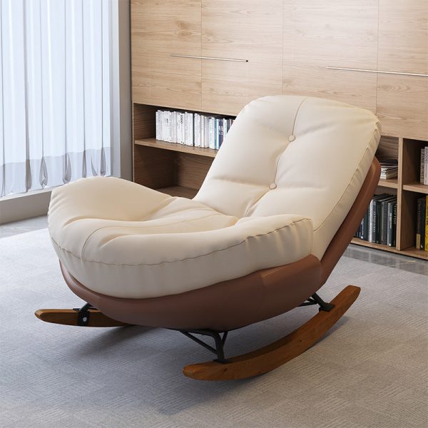 Contemporary Nordic Arc Velvet Upholstered Rocking Chair Backrest For Living Room - Image 10