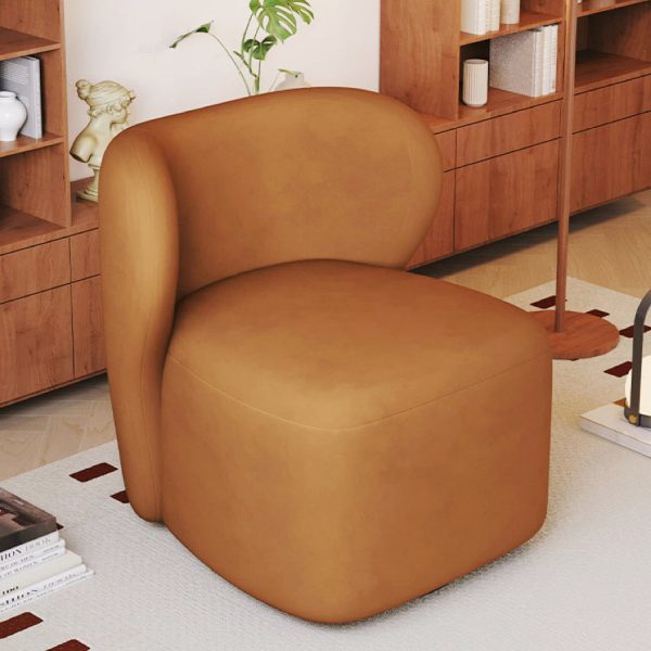 Contemporary Scandinavian Curved Frosted Velvet Upholstered Swivel Accent Chair Wing Back For Living Room - Image 6