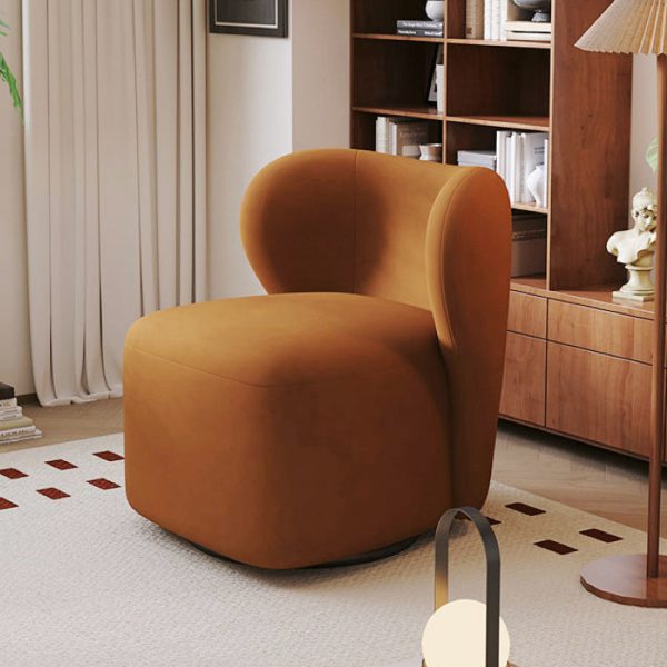 Contemporary Scandinavian Curved Frosted Velvet Upholstered Swivel Accent Chair Wing Back For Living Room - Image 10
