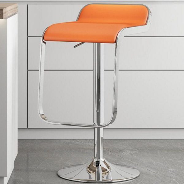 Contemporary Scandinavian Square PU Leather Bar Stool Low Back Footrest For Dining Room - Image 18