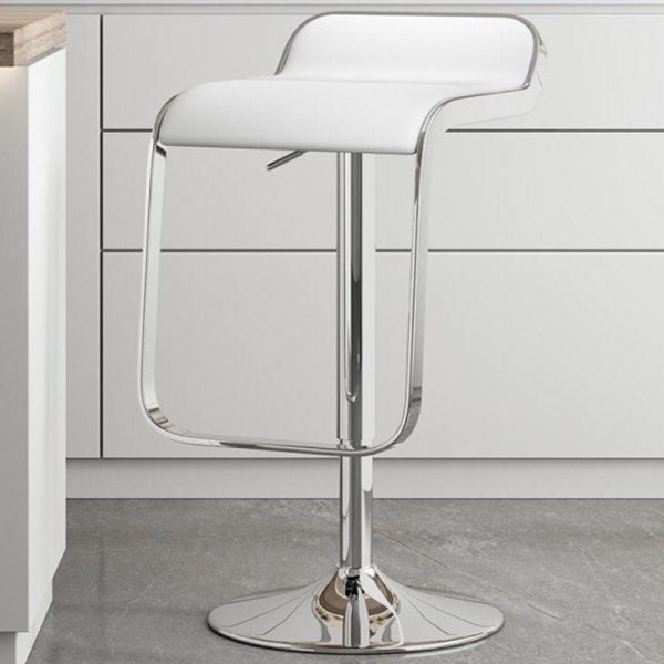 Contemporary Scandinavian Square PU Leather Bar Stool Low Back Footrest For Dining Room - Image 10