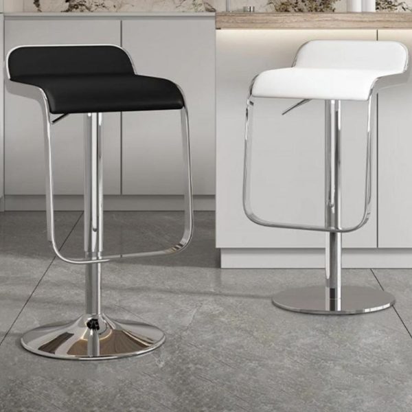 Contemporary Scandinavian Square PU Leather Bar Stool Low Back Footrest For Dining Room - Image 8