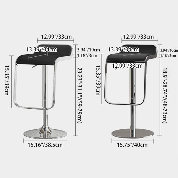 Contemporary Scandinavian Square PU Leather Bar Stool Low Back Footrest For Dining Room - Image 4