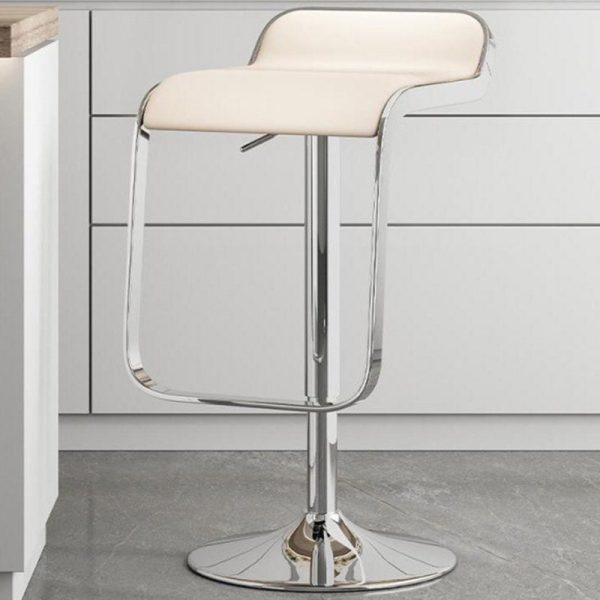 Contemporary Scandinavian Square PU Leather Bar Stool Low Back Footrest For Dining Room - Image 11