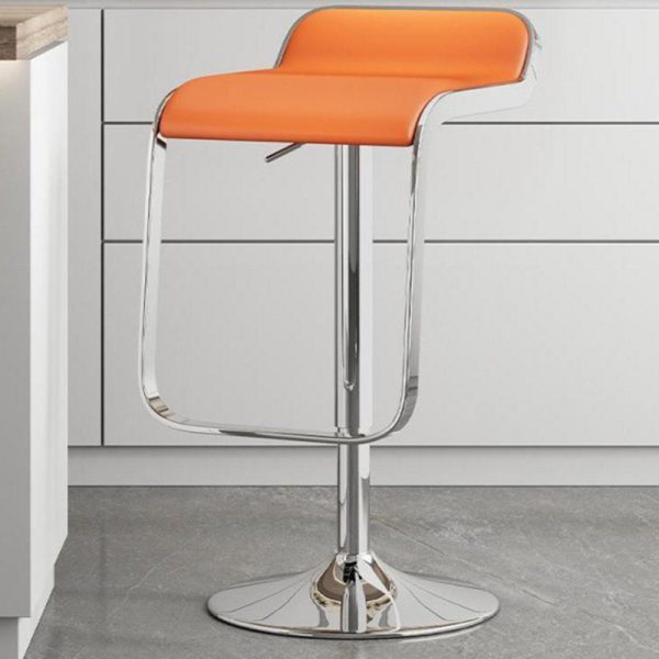 Contemporary Scandinavian Square PU Leather Bar Stool Low Back Footrest For Dining Room - Image 12