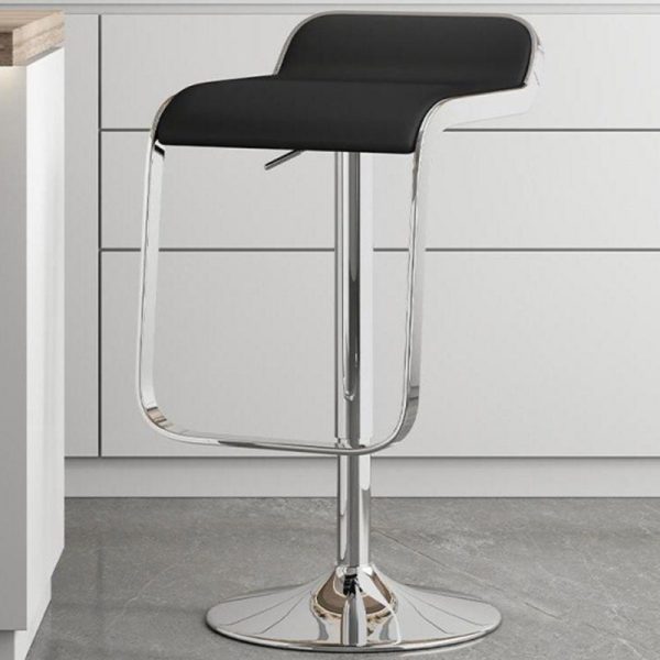 Contemporary Scandinavian Square PU Leather Bar Stool Low Back Footrest For Dining Room - Image 14