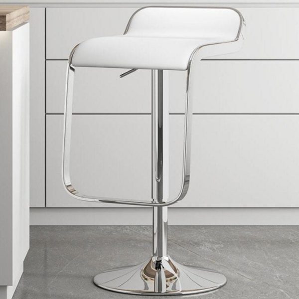 Contemporary Scandinavian Square PU Leather Bar Stool Low Back Footrest For Dining Room - Image 15