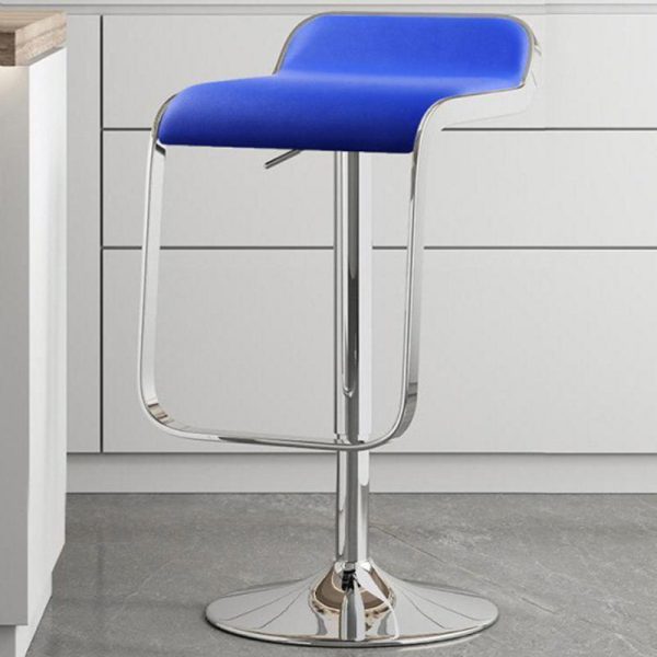 Contemporary Scandinavian Square PU Leather Bar Stool Low Back Footrest For Dining Room - Image 16