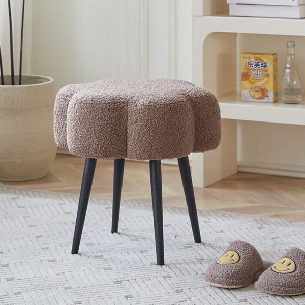 Contemporary Creative Cloud Shape Lambswool Carbon Steel Frame Low Stool For Bedroom - Image 18