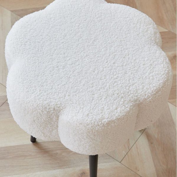 Contemporary Creative Cloud Shape Lambswool Carbon Steel Frame Low Stool For Bedroom - Image 5