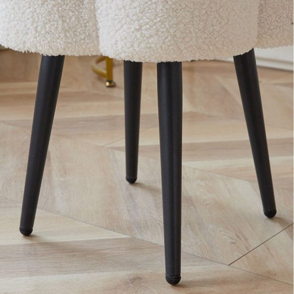Contemporary Creative Cloud Shape Lambswool Carbon Steel Frame Low Stool For Bedroom - Image 9
