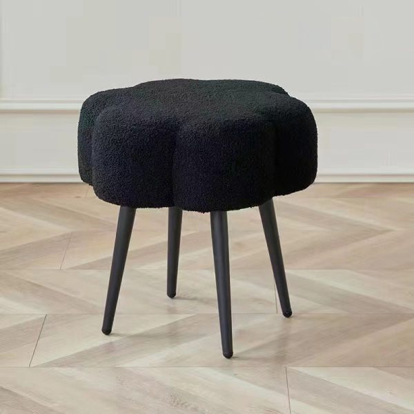 Contemporary Creative Cloud Shape Lambswool Carbon Steel Frame Low Stool For Bedroom - Image 2