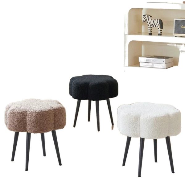 Contemporary Creative Cloud Shape Lambswool Carbon Steel Frame Low Stool For Bedroom - Image 21
