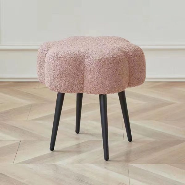 Contemporary Creative Cloud Shape Lambswool Carbon Steel Frame Low Stool For Bedroom - Image 10