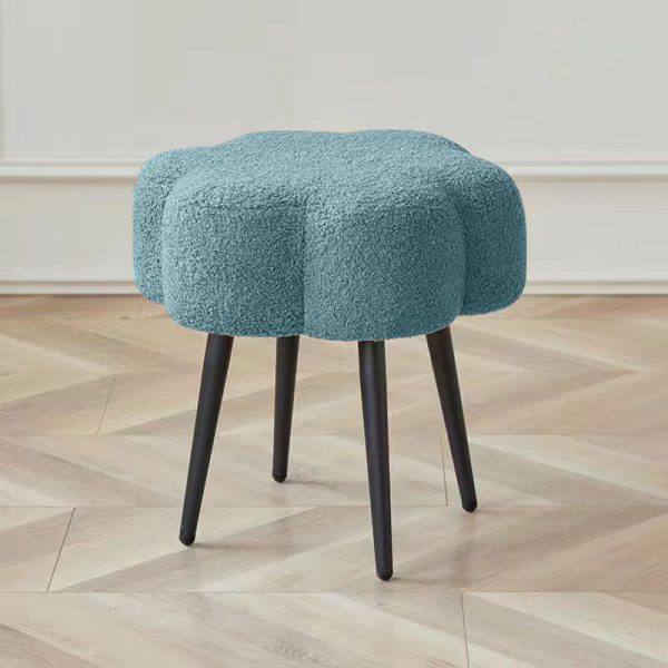 Contemporary Creative Cloud Shape Lambswool Carbon Steel Frame Low Stool For Bedroom - Image 11