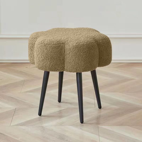 Contemporary Creative Cloud Shape Lambswool Carbon Steel Frame Low Stool For Bedroom - Image 12