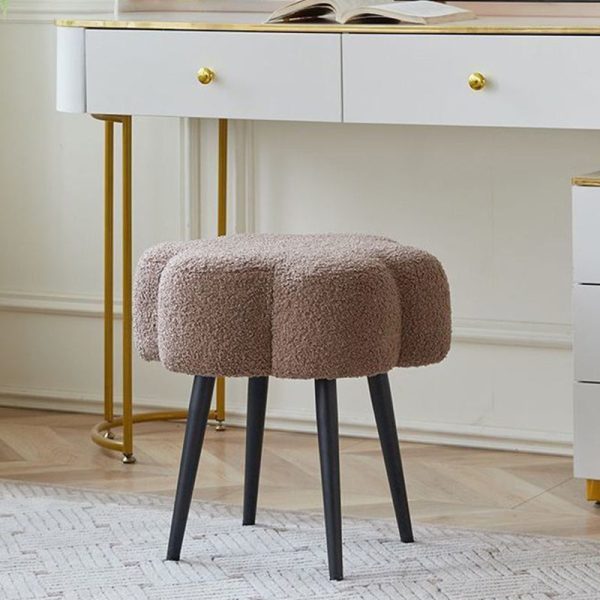 Contemporary Creative Cloud Shape Lambswool Carbon Steel Frame Low Stool For Bedroom - Image 13