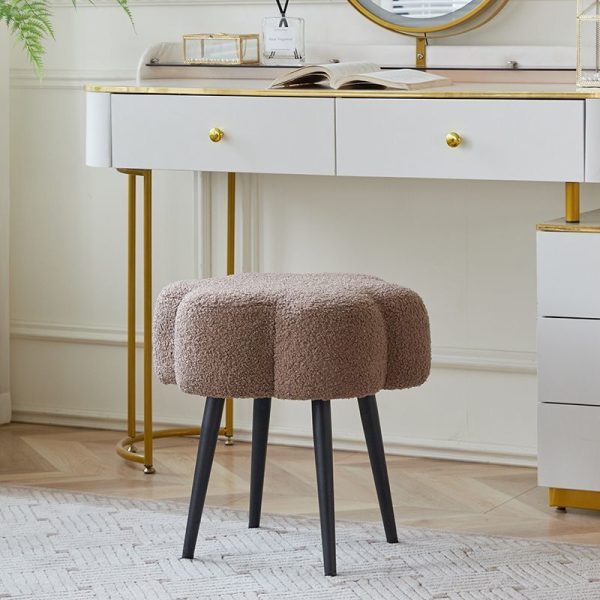 Contemporary Creative Cloud Shape Lambswool Carbon Steel Frame Low Stool For Bedroom - Image 14