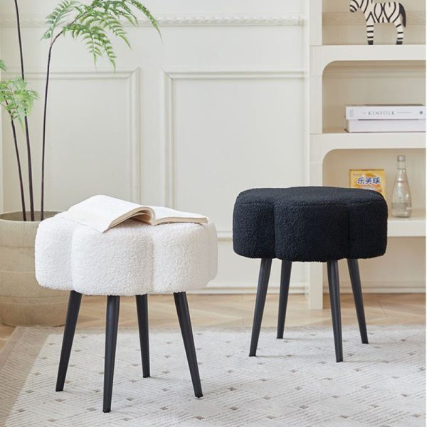 Contemporary Creative Cloud Shape Lambswool Carbon Steel Frame Low Stool For Bedroom - Image 15