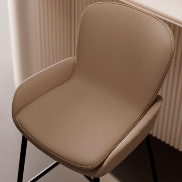 Contemporary Scandinavian Square Leather Iron High Legs Bar Stool Low Back Footrest For Dining Room - Image 8