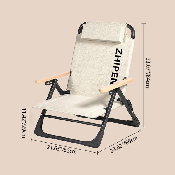 Contemporary Simplicity Square Oxford Fabric Carbon Steel Frame Foldable Camping Chair Backrest Wood Armrest For Outdoor Patio - Image 4