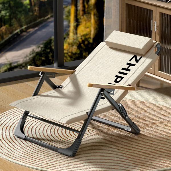 Contemporary Simplicity Square Oxford Fabric Carbon Steel Frame Foldable Camping Chair Backrest Wood Armrest For Outdoor Patio - Image 13