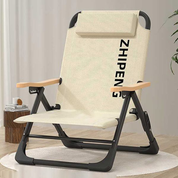Contemporary Simplicity Square Oxford Fabric Carbon Steel Frame Foldable Camping Chair Backrest Wood Armrest For Outdoor Patio