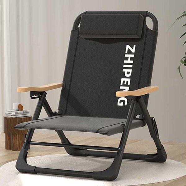 Contemporary Simplicity Square Oxford Fabric Carbon Steel Frame Foldable Camping Chair Backrest Wood Armrest For Outdoor Patio - Image 3