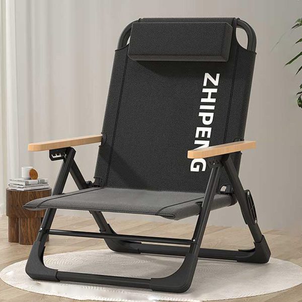 Contemporary Simplicity Square Oxford Fabric Carbon Steel Frame Foldable Camping Chair Backrest Wood Armrest For Outdoor Patio - Image 12