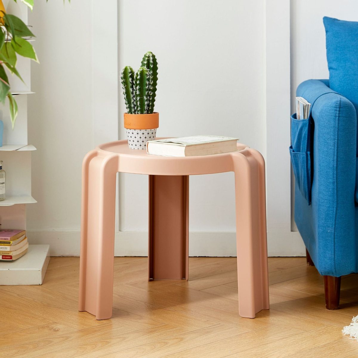 Contemporary Scandinavian PC Geometry Round Stackable Low Stool For Bedroom - Image 11